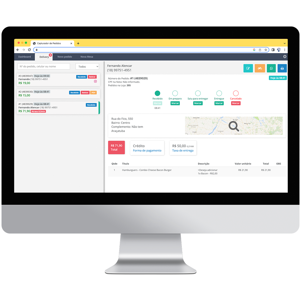 Painel de pedidos da GroupDescomplica